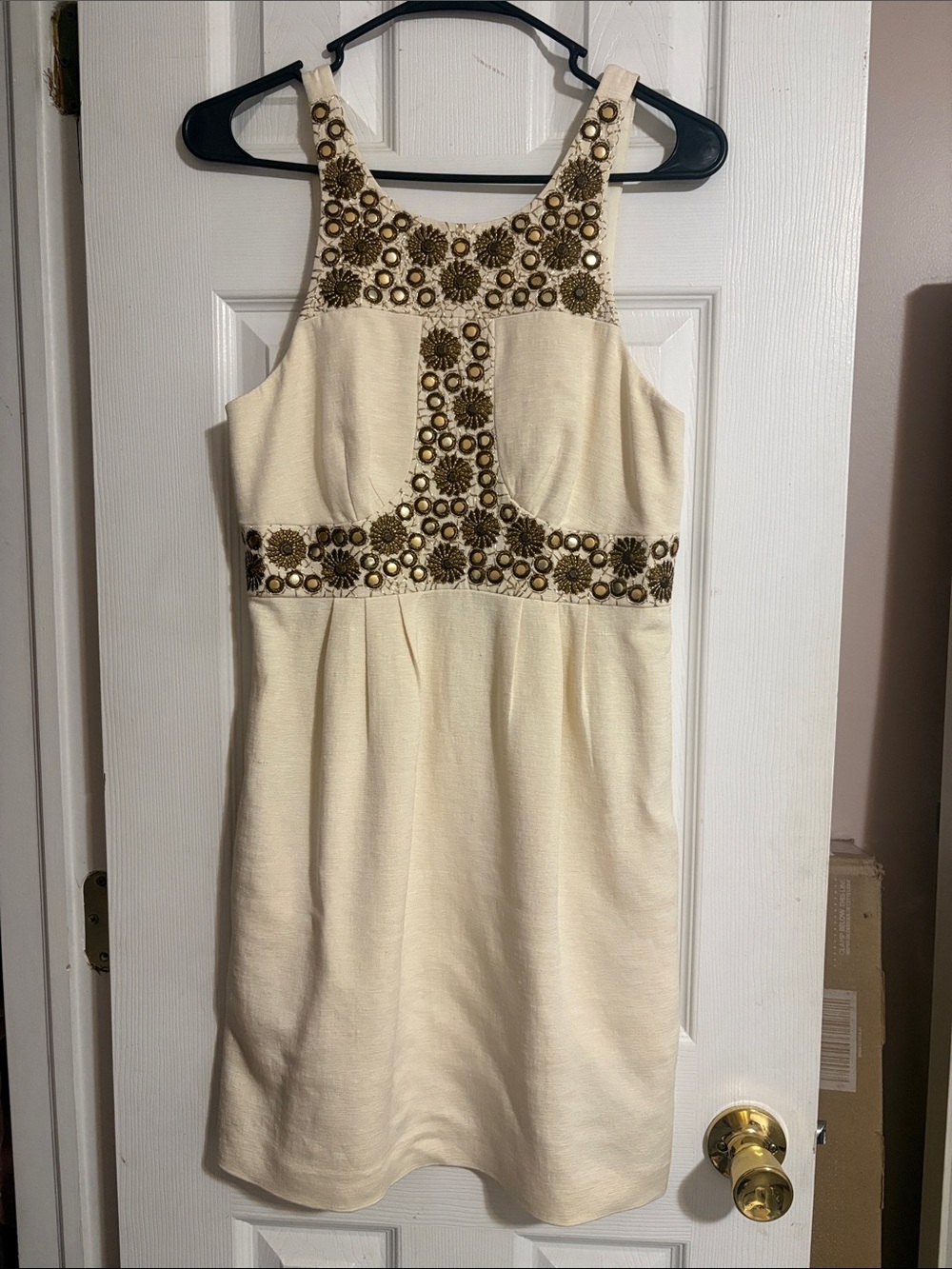 Tibi cream embellished sleeveles dress like new original retail 398